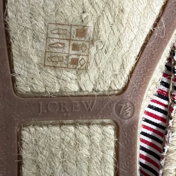 J.‎ Crew Striped Red White Canvas Espadrille Flats Size 7.5 - Picture 8 of 8